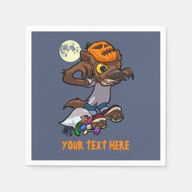 Serviette En Papier Petit Loup-Occidental Halloween Trick Ou Traiter C (Devant)
