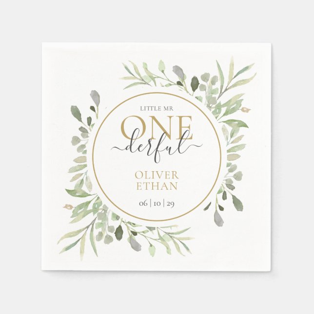 Serviette En Papier Petit M. ONEderful Elegant Boy Premier anniversair (Devant)