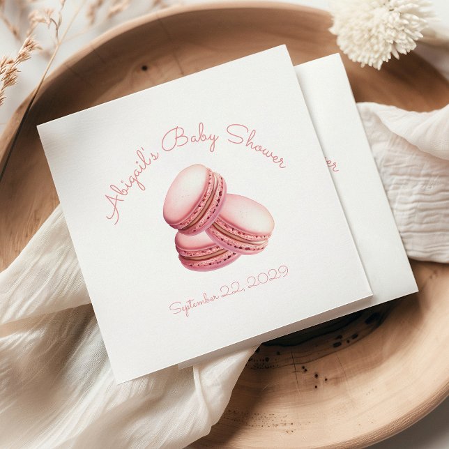 Serviette En Papier Petit Macaron de Cookie Rose Fête de Naissance Béb (Créateur téléchargé)
