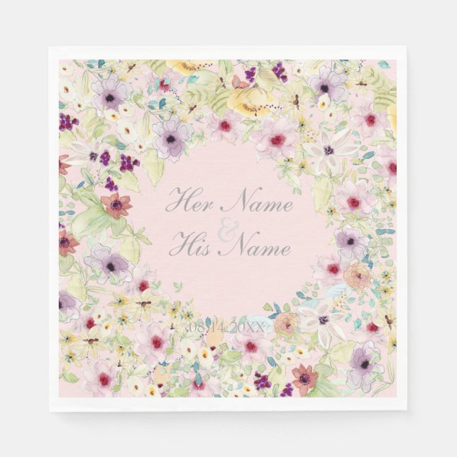 Serviette En Papier Petit Mariage à fleurs de printemps (Devant)