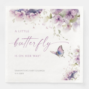 Serviette En Papier Petit papillon sur le chemin du baby shower violet