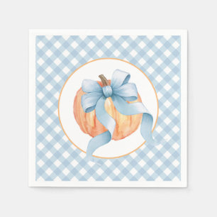 Serviette En Papier Petit pastel Citrouille bleu plaid premier anniver
