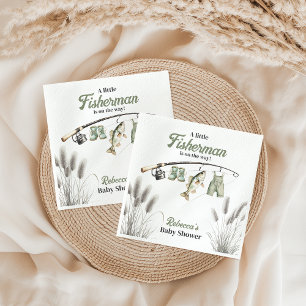 Serviette En Papier Petit Pêcheur Clothesline Baby shower de pêche