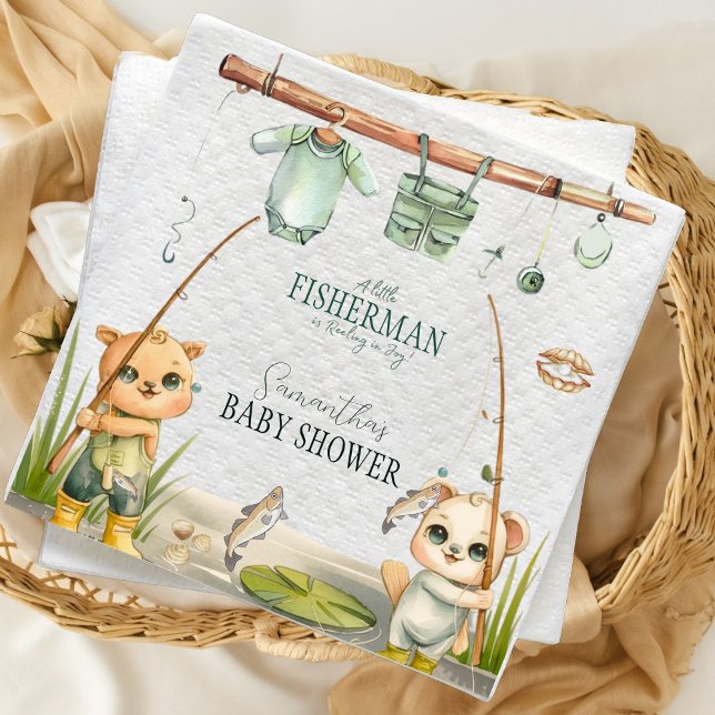 Serviette En Papier Petit pêcheur rustique bobine dans le Baby shower  (Créateur téléchargé)
