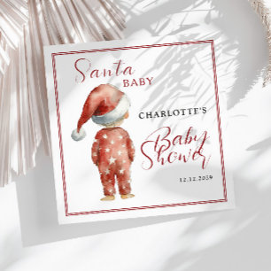 Serviette En Papier Petit Père Noël Baby Shower à l'aquarelle Noël