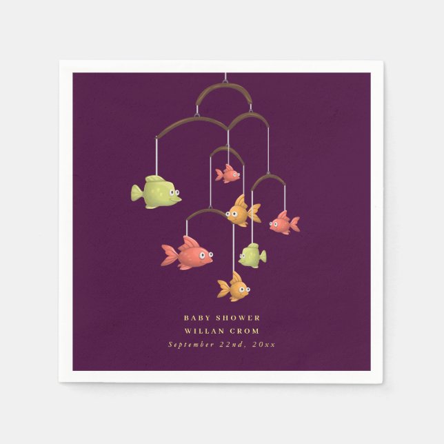 Serviette En Papier Petit Poisson Crimson Baby shower rouge (Devant)