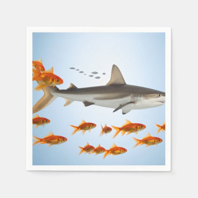 Serviette En Papier « Petit poisson rouge, grosse énergie de requin » (Devant)
