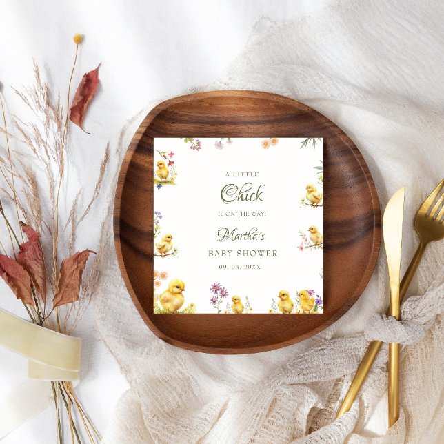 Serviette En Papier Petit poussin est sur le chemin du baby shower agr (Créateur téléchargé)