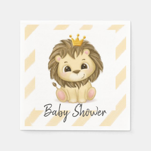 Serviette En Papier Petit Prince Lion Boy Baby shower (Devant)