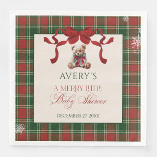 Serviette En Papier Petit ruban rouge joyeux Noël carreau