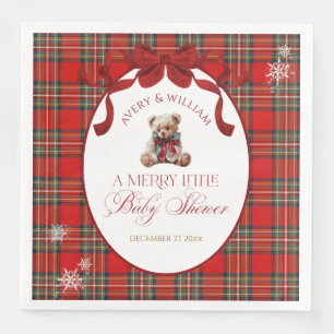 Serviette En Papier Petit ruban rouge Noël carreau