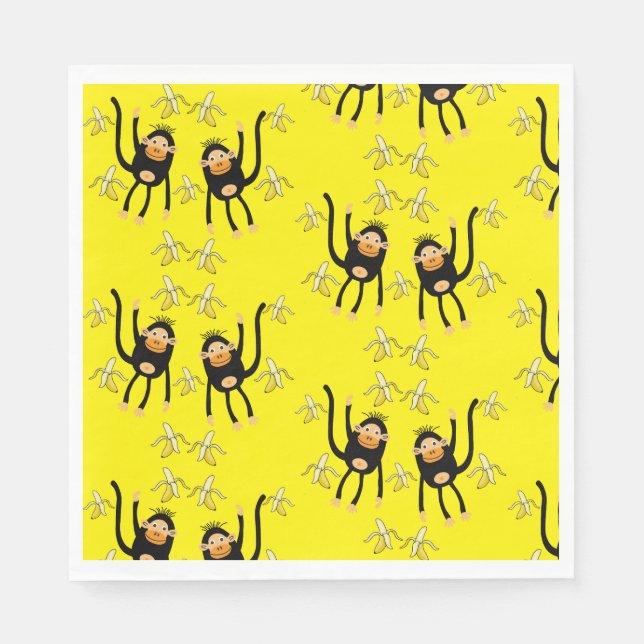 Serviette En Papier Petit Singe Et Bananes (Devant)