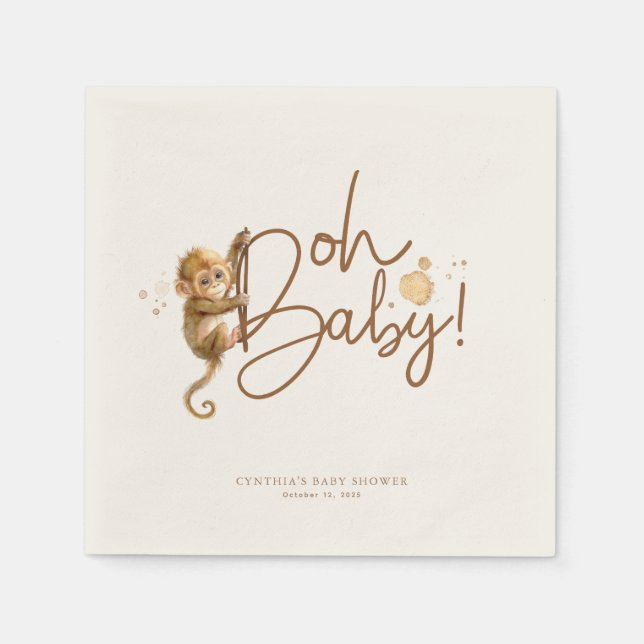 Serviette En Papier Petit singe mignonne Jungle Baby shower Safari (Devant)