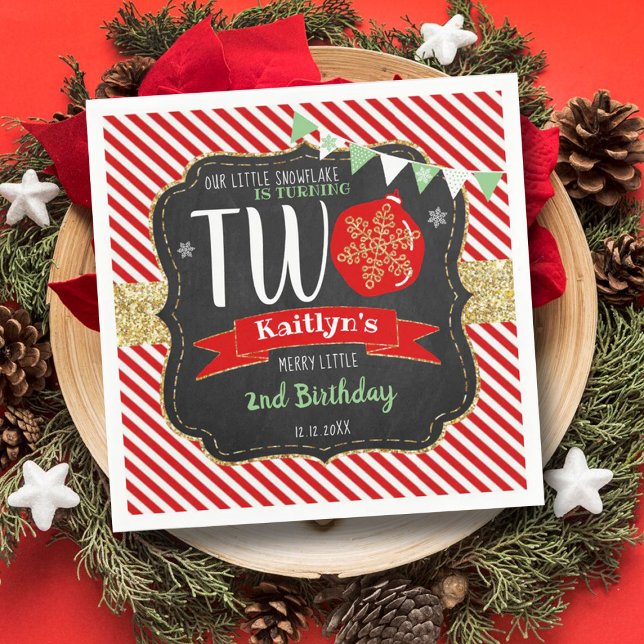 Serviette En Papier Petit Snowflake Turning 2 ! Noël 2 Anniversaire (Créateur téléchargé)