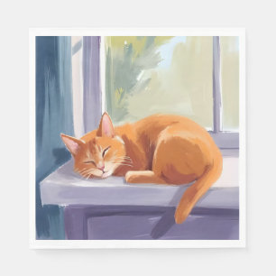 Serviette En Papier Petit somme de chat   Peinture aquarelle de chaton