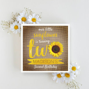 Serviette En Papier Petit tournesol Rustique Burlap 2e anniversaire