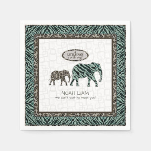 Serviette En Papier Petit zèbre d'éléphants de safari de bébé d'h