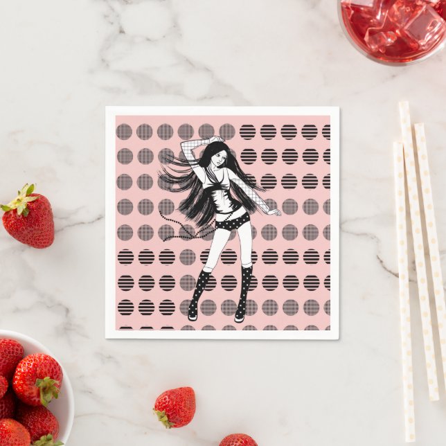 Serviette En Papier petite amie danseuse rose  (En situation)
