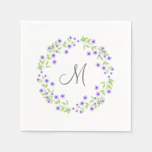 Serviette En Papier Petite aquarelle violette fleurit couronne