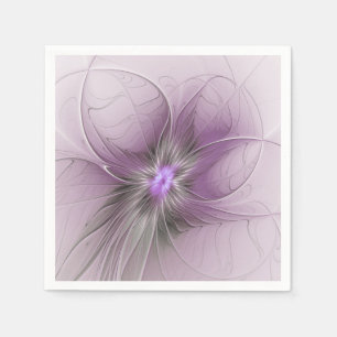 Serviette En Papier Petite Beauté Moderne Mauve Grey Fractal Art Flowe
