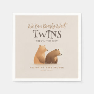 Serviette En Papier Petite bébé ours Jumeaux Baby shower Brown