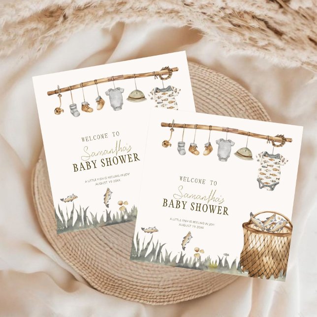 Serviette En Papier Petite bobine de pêcheur en Baby shower de joie (Créateur téléchargé)