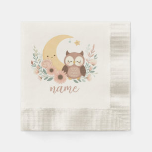 Serviette En Papier Petite chouette avec lune