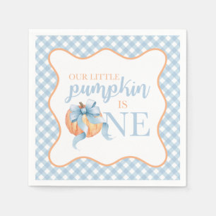 Serviette En Papier Petite citrouille ruban bleu pastel carreau 1er an