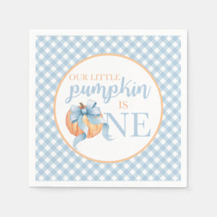 Serviette En Papier Petite citrouille ruban bleu pastel carreau 1er an