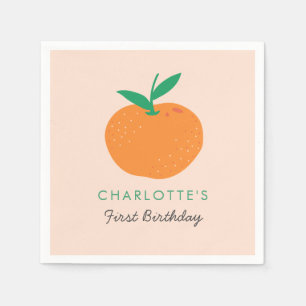 Serviette En Papier Petite Cutie Orange Premier Anniversaire Napkins