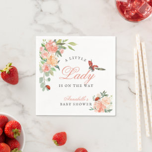 Serviette En Papier Petite Dame Coccinelle Roses Fille Baby Shower