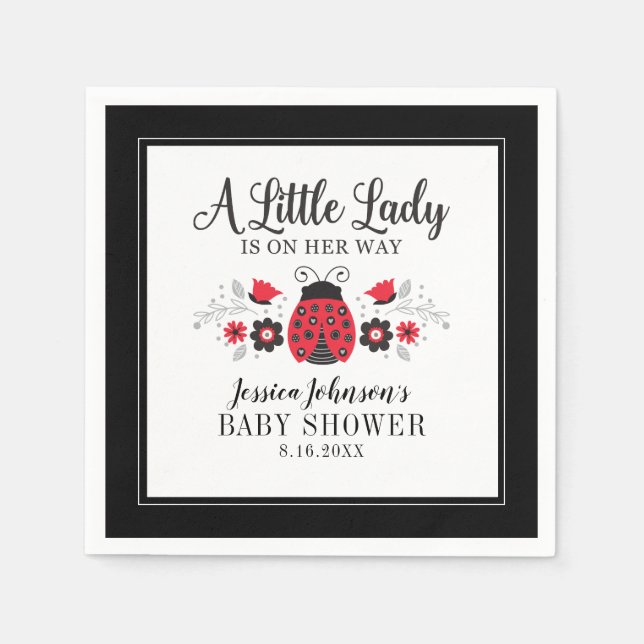 Serviette En Papier Petite dame Ladybug fille Baby shower Invitation (Devant)
