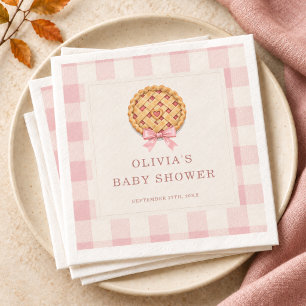 Serviette En Papier Petite Douceur Rose Fête de Bébé Gingham
