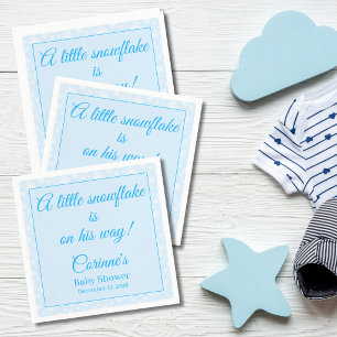 Serviette En Papier Petite douche de bébé garçon bleu flocon de neige