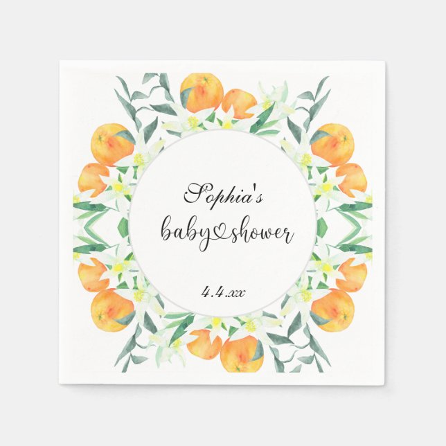 Serviette En Papier Petite douche de bébé orange (Devant)