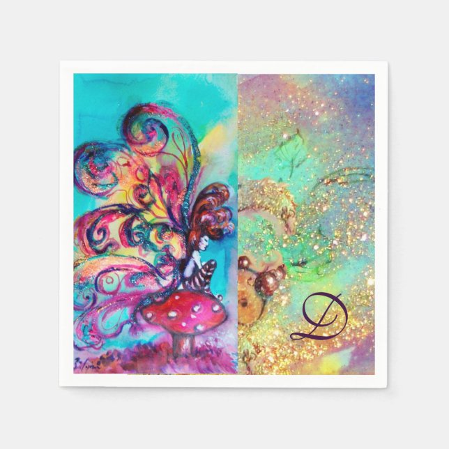 SERVIETTE EN PAPIER PETITE ELF DE MONOGRAMME DES MUSHROOMS (Devant)