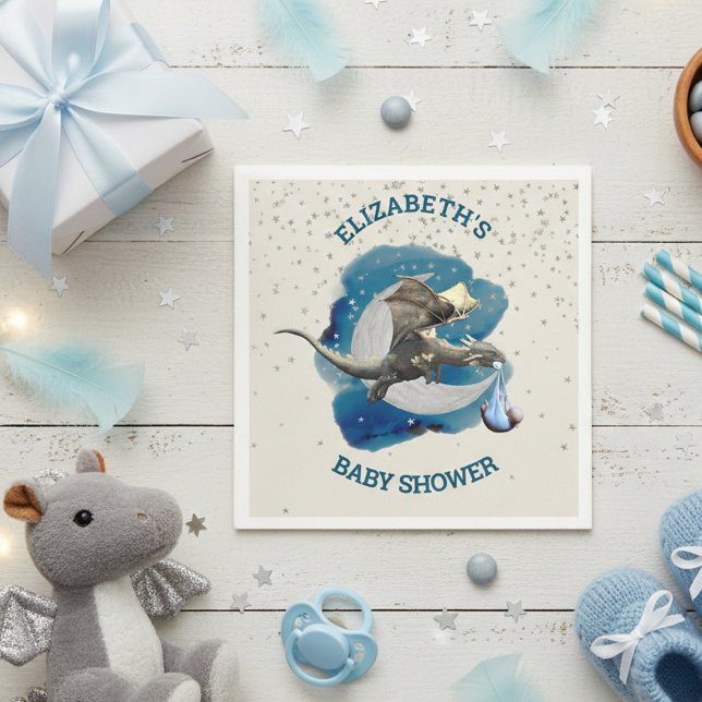 Serviette En Papier  Petite Fête de Naissance Chevalier Dragon Étoile  (Créateur téléchargé)