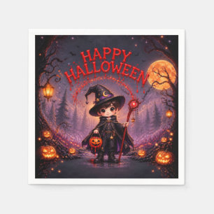 Serviette En Papier Petite fête d'Halloween pour enfants sorcier