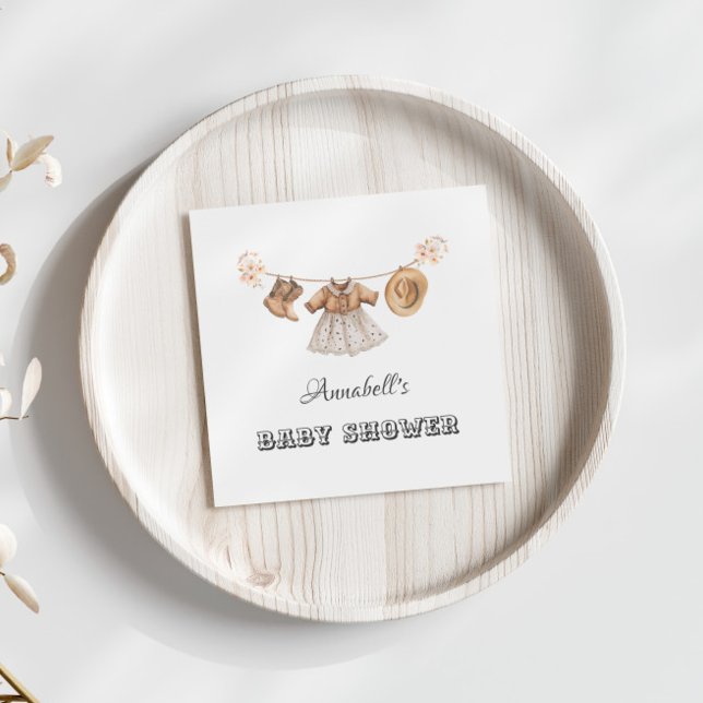 Serviette En Papier Petite fille Casquette Bottes Baby shower robe (Créateur téléchargé)