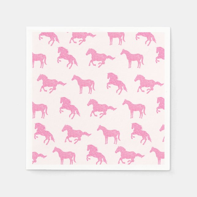 Serviette En Papier Petite fille Cheval Amant Parties scintillant rose (Devant)