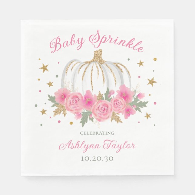 Serviette En Papier Petite Fille Citrouille Baby Sprinkle (Devant)