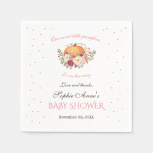 Serviette En Papier Petite fille Citrouille Blush Baby shower floral