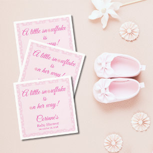 Serviette En Papier Petite flocon de neige rose fille Baby shower