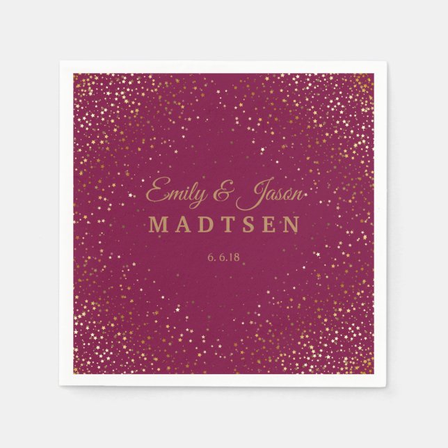 Serviette En Papier Petite Golden Stars Papier Mariage (Devant)
