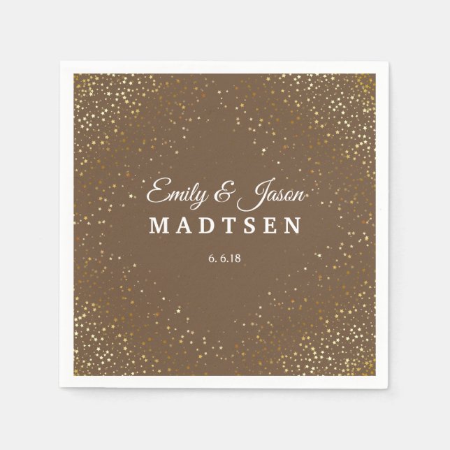 Serviette En Papier Petite Golden Stars Papier Mariage (Devant)