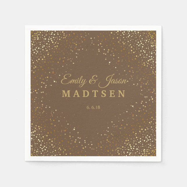 Serviette En Papier Petite Golden Stars Papier Mariage (Devant)
