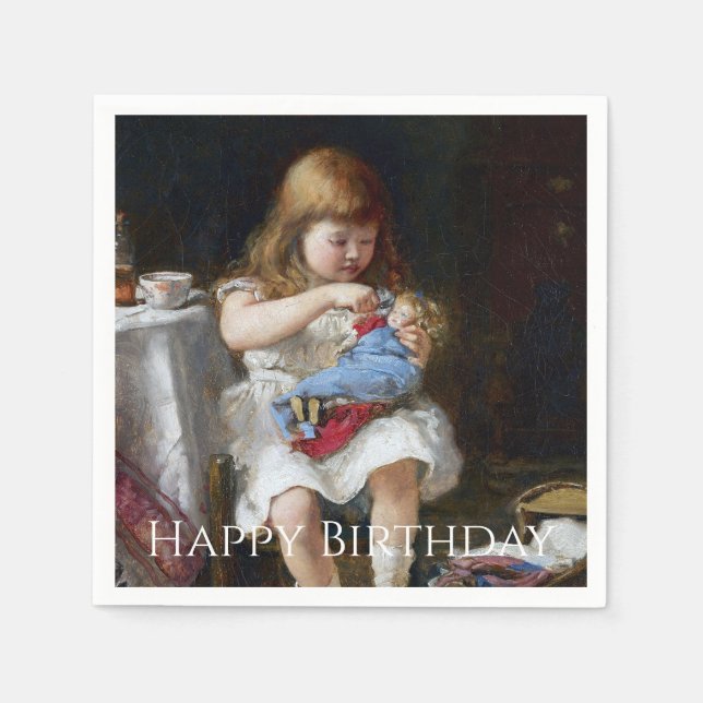 Serviette En Papier Petite mère anxieuse Joyeux anniversaire (Devant)