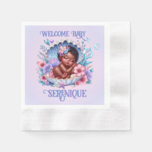 Serviette En Papier Petite Perle Bébé Fille Noir Pastel Violet