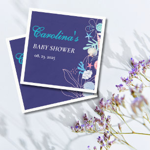 Serviette En Papier Petite perle violette sous le baby shower marin