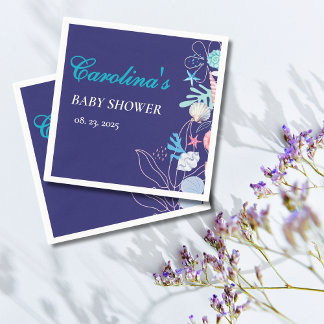 Serviette En Papier Petite perle violette sous le baby shower marin